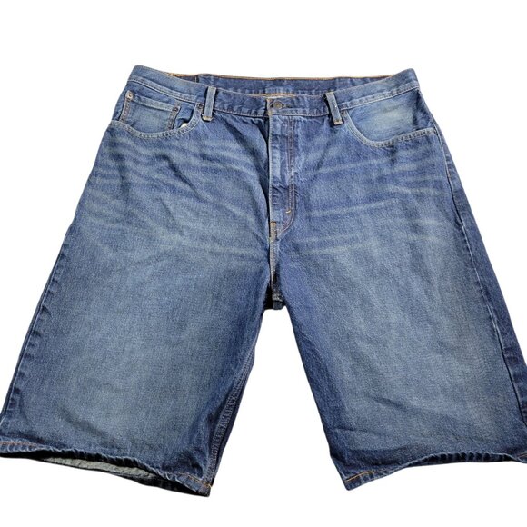 Levi's 569 Denim Shorts Mens 40 Loose Fit Straight Leg Dark Wash - Picture 1 of 7